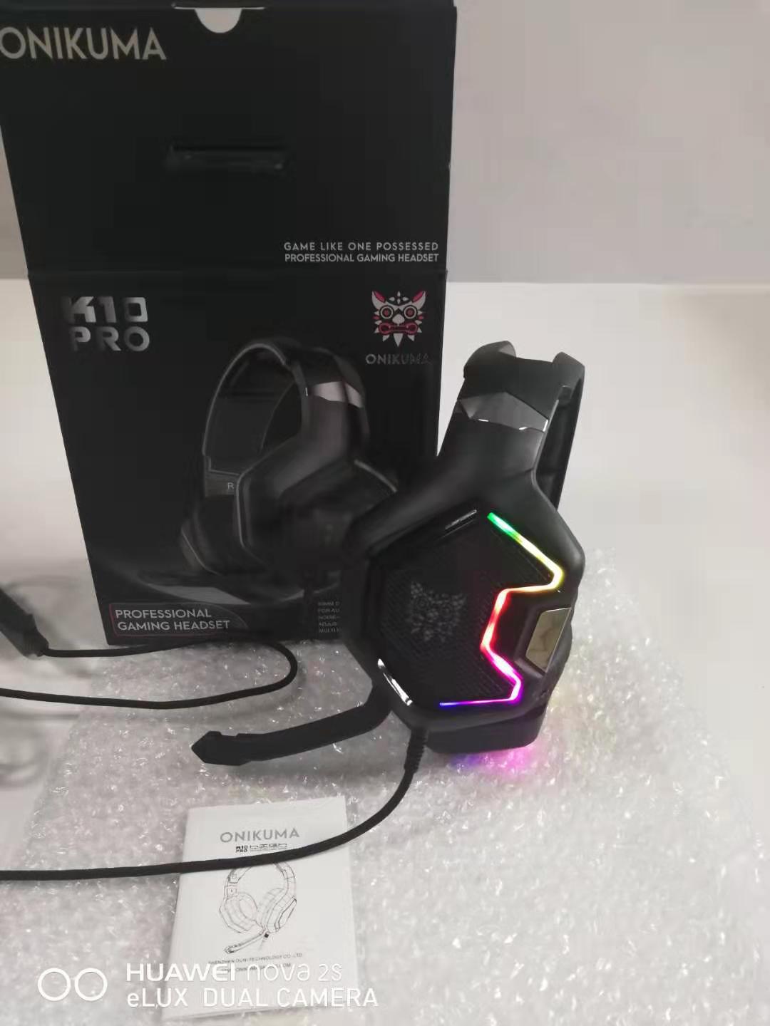 跨境厂家ONIKUAM K10RPO头戴式耳机有线电脑耳麦电竞吃鸡游戏耳机